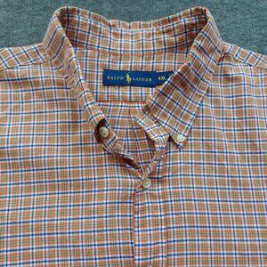 Ralph Lauren Shirt Long Sleeve Mens XXL Grn/Blu/Org Plaid Green Pony Blue Label